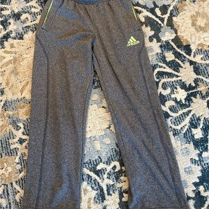 adidas Kids Gray Joggers with Neon Green Logo